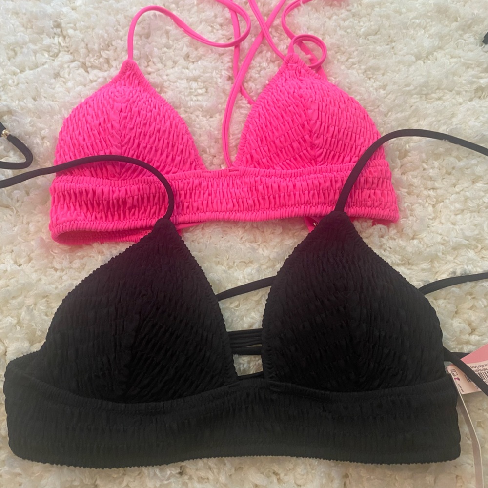 Victoria secret bikini tops size XS (in pink and black color)